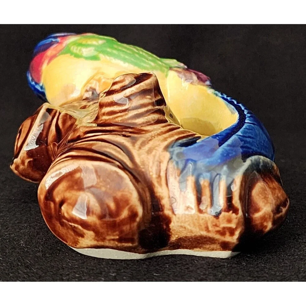 Vintage Tropical Bird Shaped Pottery Wall Pocket Planter ~ Japan